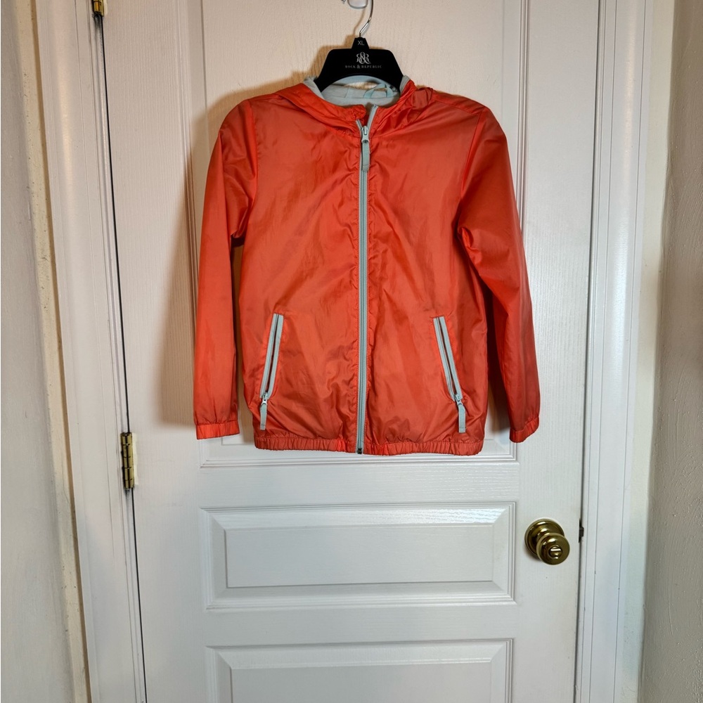 Cat & Jack Girls Lightweight Coral Hooded Windbreaker/Light Jacket